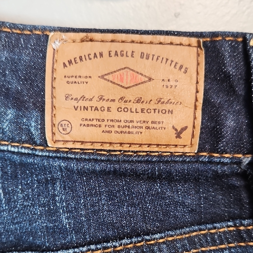 American Eagle Outfitters Women's Dark Blue Distressed Jeggings Jeans - Picture 5 of 6